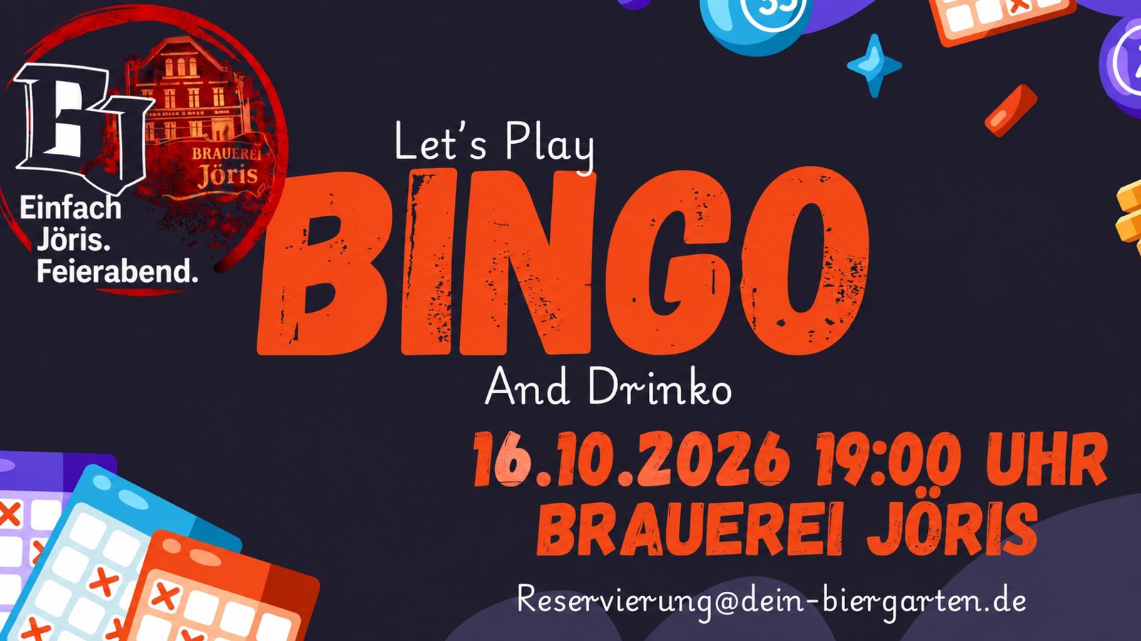 Bingo und Drinko am 16. Oktober 2026 ab 19 Uhr in der Brauerei Jöris